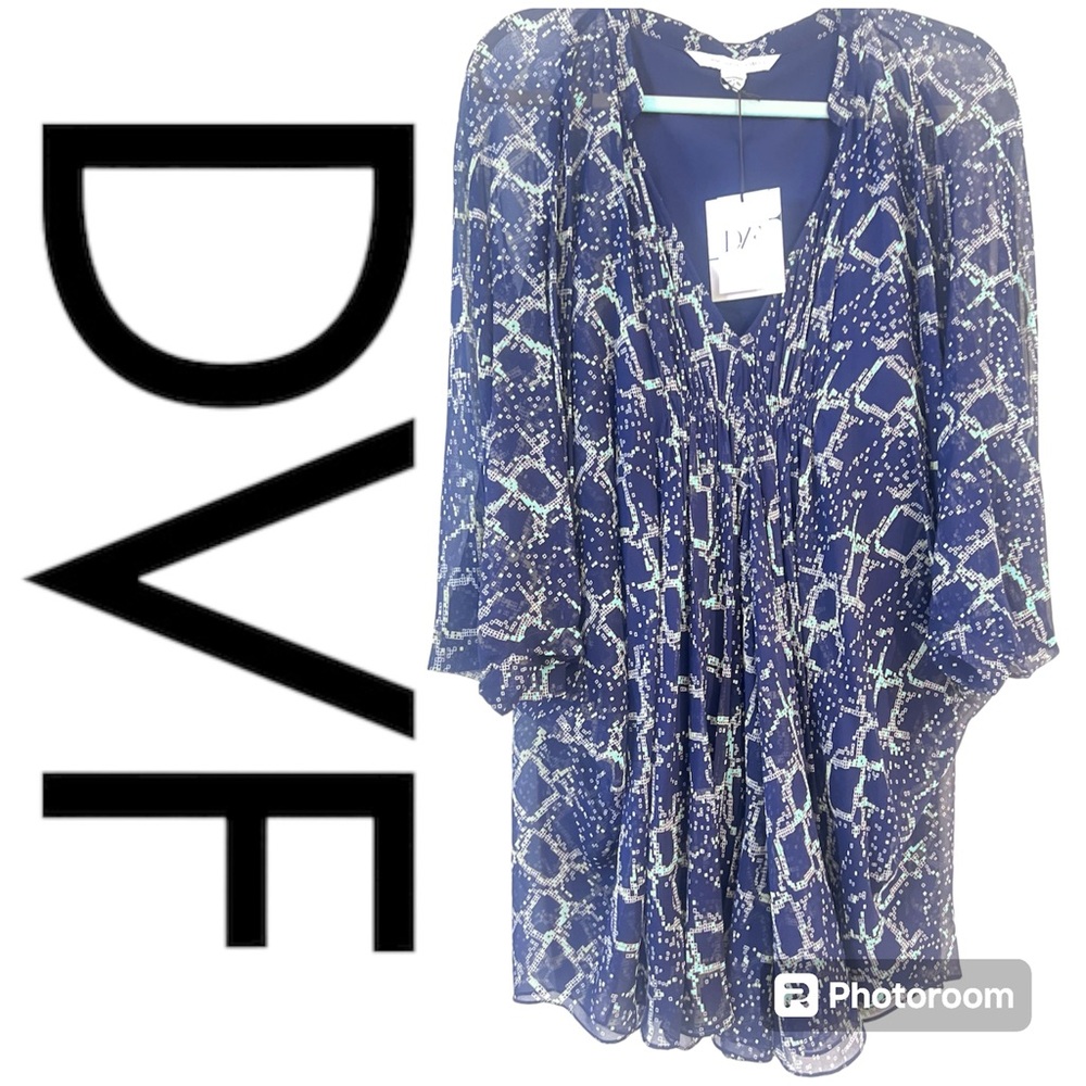 DVF DIANE VON FURSTENBERG BNWT Fleurette Silk Chiffon Mini Dress Tunic SZ 4